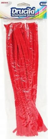 Drátek plyšový 30 cm 40 ks červený