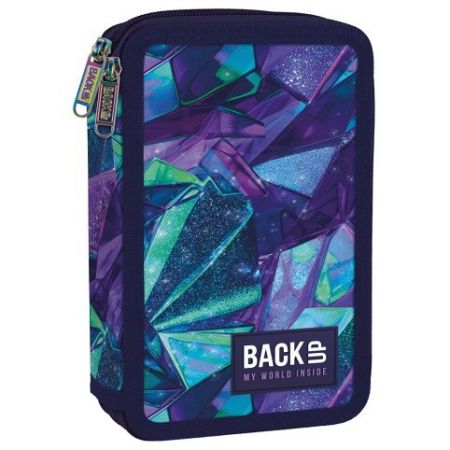 Penál 2 zipy vybavený - Fialový