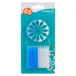 Svíčka dortová modrá a bílá 24ks+12ks