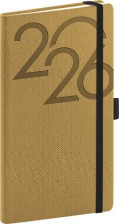 Diář kapesní Ajax 2026, zlatý, 9 x 15,5 cm / PGD-KAPAJ-6614