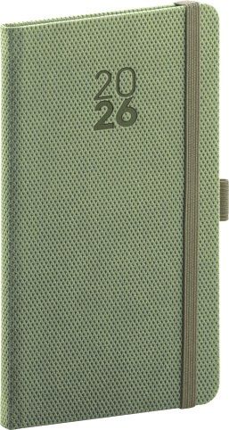 Diář kapesní Diamante 2026, olivový, 9 x 15,5 cm / PGD-KAPDI-6710