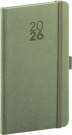 Diář kapesní Diamante 2026, olivový, 9 x 15,5 cm / PGD-KAPDI-6710