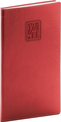 Diář kapesní Panama 2026, červený, 9 x 15,5 cm / PGD-KAPPA-6335