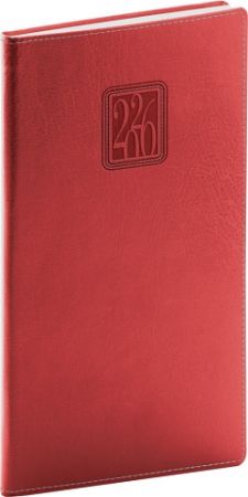 Diář kapesní Panama 2026, červený, 9 x 15,5 cm / PGD-KAPPA-6335