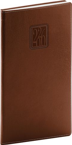 Diář kapesní Panama 2026, hnědý, 9 x 15,5 cm / PGD-KAPPA-6387