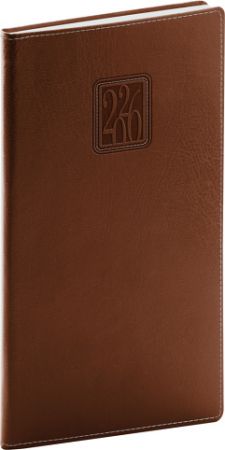 Diář kapesní Panama 2026, hnědý, 9 x 15,5 cm / PGD-KAPPA-6387