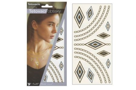 Tetovací obtisky zlaté a stříbrné 21x10,5cm ornamenty