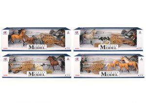 Sada Model Svět zvířat s figurkou, trakařem a koňmi