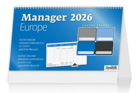Kalendář stolní Manager Europe 2026 / 21,5cm x 30,1cm / S60-26