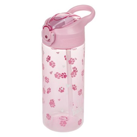 BAAGL Tritanová láhev na pití s brčkem Tlapky, 500 ml