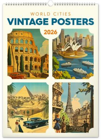 Kalendář nástěnný Vintage plakáty – světová města 2026, 33 x 46 cm / PGN-35184