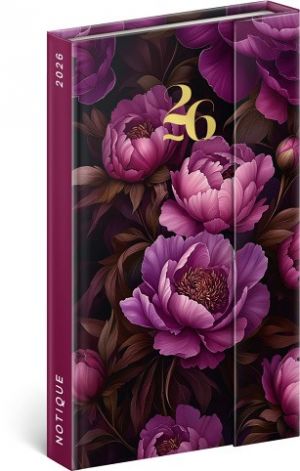 Diář týdenní magnetický Fialové květy 2026, 13 x 21 cm / PGD-35537-V
