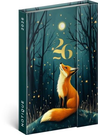 Diář týdenní magnetický Liška 2026, 11 x 16 cm / PGD-35549-V