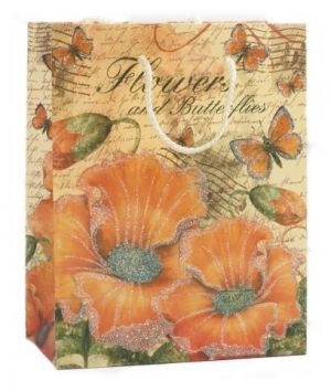 Dárková taška Flowers M 320x260x120mm Gliter