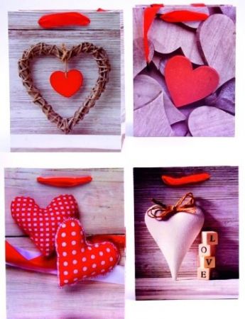 Dárková taška Srdce 18x23x10 cm,mix 68338