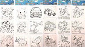 Puzzle k vymalování, sada 3ks mix motivů 3x135x135