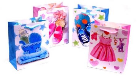 Taška dárková narození dítěte 834 S 193x180x100mm Gliter