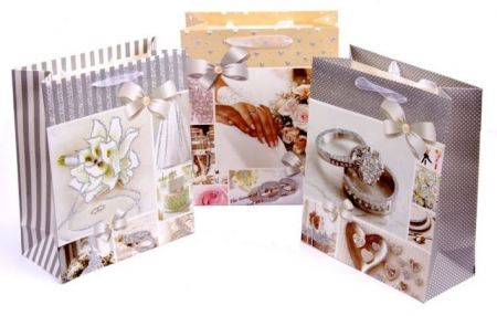 Taška dárková svatba 629 M 320x260x120mm Gliter