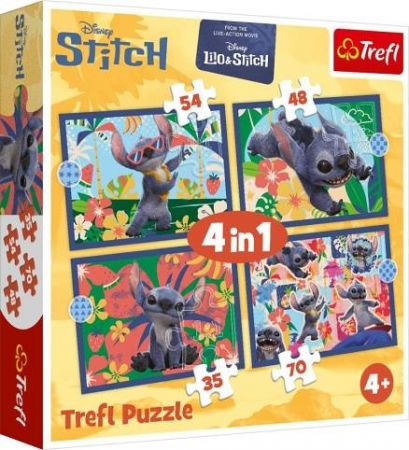 Puzzle 4v1 Stitch - Dovolená na Havaji 35, 48, 54 a 70 dílků