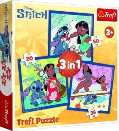 Puzzle 3v1 Čas se Stitchem 20,36 a 50 dílků