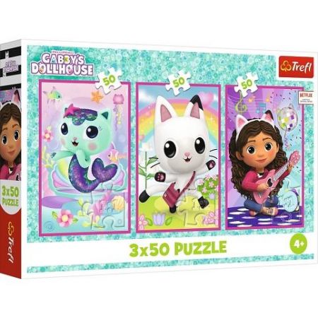 Puzzle Seznamte se s Gabby a kočkami 3v1 3x50 dílků