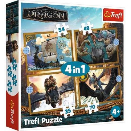 Puzzle 4v1 - Dračí dny 35,48,54 a 70 dílků