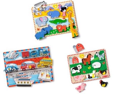 Melissa &amp; Doug dřevěné puzzle různé druhy