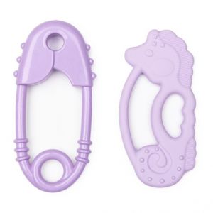 Špendlík + silikonové kousátko mořský koník fialové