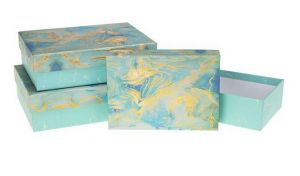 Dárkové krabičky LUX – sada 3 ks – mramorově tyrkysové