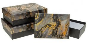 Dárkové krabičky LUX – sada 3 ks – mramorově černé