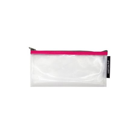 Obálka se zipem síťovaná DL transparent-červený lem