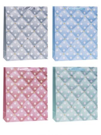 Dárková taška s puntíky a prošívaným vzorem – mix barev