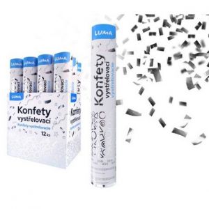 Konfety vystřelovací 30cm fóliové stříbrné LUMA
