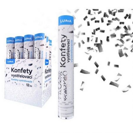 Konfety vystřelovací 30cm fóliové stříbrné LUMA