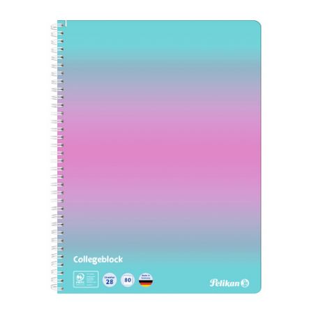 Pelikan - Blok spirálový A4/80 listů, čtvereček, mintová/růžová