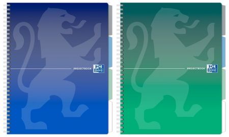 Oxford - Blok spirálový s registrem Oxford Projectbook A4/80 listů, čtverečkovaný, mix