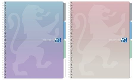 Oxford - Blok spirálový s registrem Oxford Projectbook A4/80 listů, čtverečkovaný, pastel