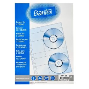 Bantex - Obal prospektový na CD - double Bantex, 180 my, 5 ks