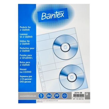 Bantex - Obal prospektový na CD -  double Bantex, 180 my, 5 ks