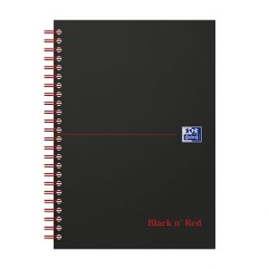 Oxford - Blok spirálový Oxford Black n’Red Notebook A5/70 listů čtverečkovaný, černý