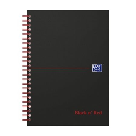 Oxford - Blok spirálový Oxford Black n’Red Notebook A5/70 listů čtverečkovaný, černý