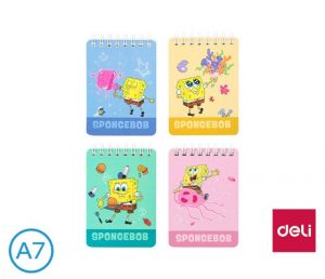 Blok spirála A7 čtvereček 100l SPONGEBOB DELI ELA7100 mix