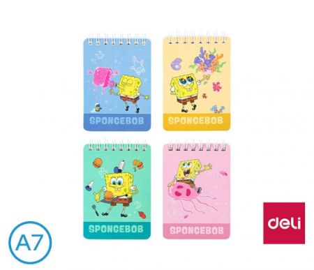 Blok spirála A7 čtvereček 100l SPONGEBOB DELI ELA7100 mix