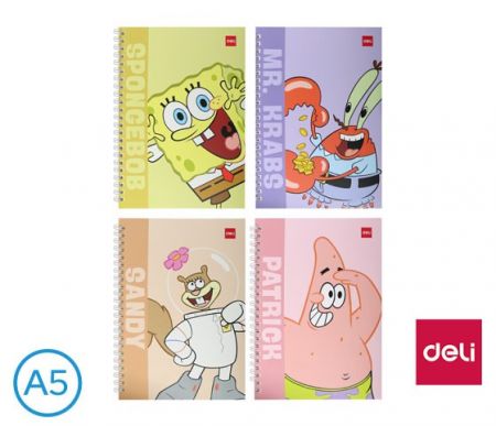 Blok spirála A5 linka 60l SPONGEBOB DELI ELA560 mix