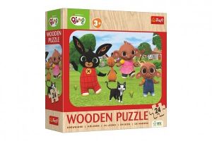 Puzzle dřevěné 24 dílků Králíček Bing/Bing Bunny 28x19,5cm v krabici 20x20x5cm
