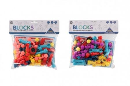 Stavebnice kostky plast 2 barvy v sáčku 24,5x23cm