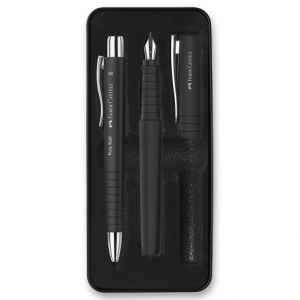 Sada Faber-Castell Poly Ball - plnicí pero a kuličkové pero, černá