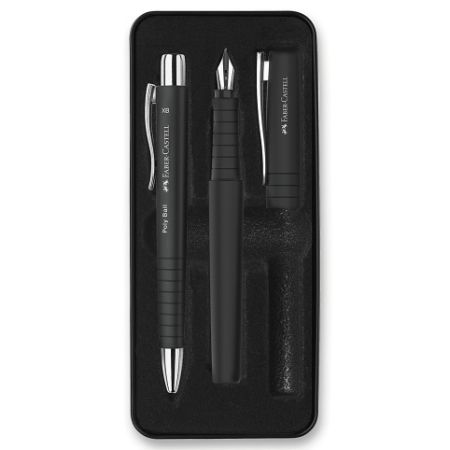 Sada Faber-Castell Poly Ball - plnicí pero a kuličkové pero, černá