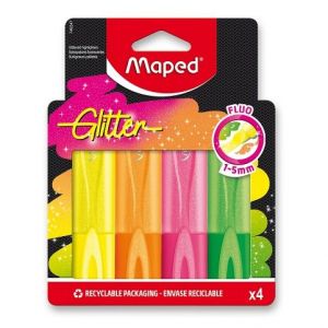 Zvýrazňovač Maped Glitter Fluo - 4 ks, blistr
