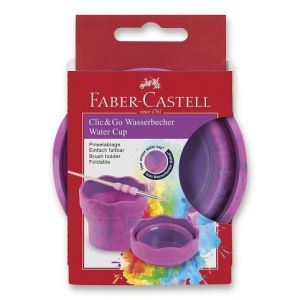Kelímek na vodu Faber-Castell Click & Go Unicorn - mramorově růžový
